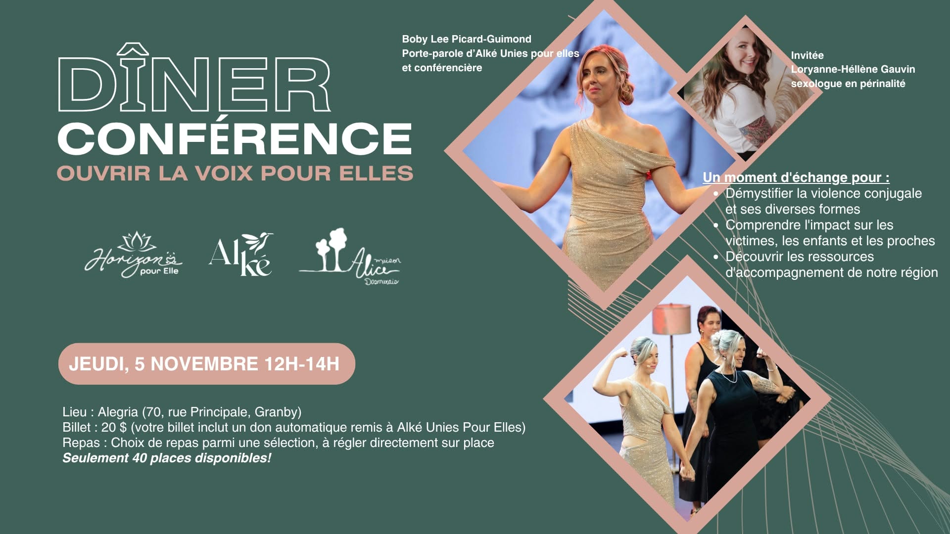 Affiche du dîner-conférence Ouvrir la voix pour elles